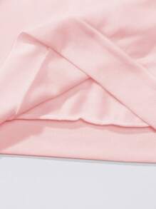 SHEIN EZwear 女士休闲宽松落肩口号刺绣粉色羊毛运动衫，秋冬装 - 淺粉色 - 查看 5