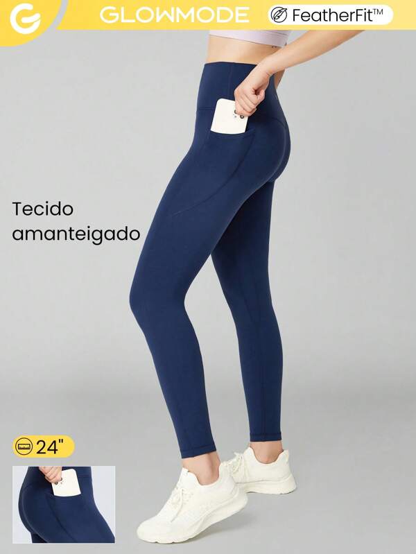GLOWMODE Leggings De Bolso Lateral De Alta Ascensão Featherfit™ De 24"