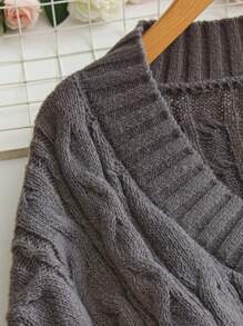 SHEIN LUNE 女士 V 领长袖休闲纹理时尚针织毛衣