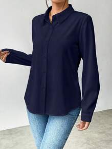 SHEIN Clasi Women's Solid Color Long Sleeve Casual/Business Blouse For Spring & Summer Women Shirt,Long Sleeve Tops