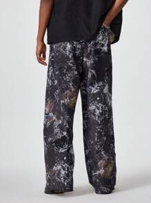 Manfinity VCAY 男式数码印花宽松直筒梭织长裤 - 彩色 - 查看 3