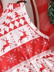 Vestido sin mangas casual con estampado navideño para bebé niña, verano - Multicolor - Ver 4