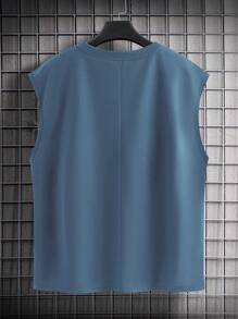 Claim Dot 男式宽松口号图案蝙蝠袖 T 恤 - 藍色 - 查看 2