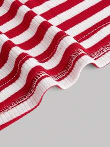 SHEIN MOD Twist Front Strapless Striped Red Top, Fall Tops, Cute Tops, Tops, Off-The-Shoulder Tube Tops, Going Out Tops - Red and White - View 4