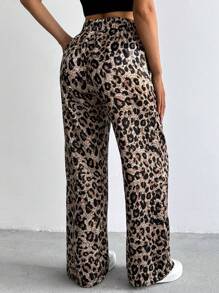 EURMUSE Leopar Printed Satin Low Waist Pant - Multicolor - View 2