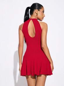 SHEIN SXY 秋季女装 1 件优雅春夏挂脖连体衣 秋冬女装 - 淺藍色 - 查看 2