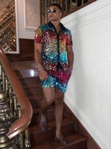 Manfinity VCAY Men Sequin Decor Shirt - Multicolor - View 5