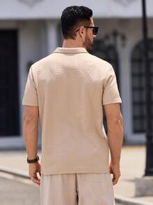 GENTILAND 1 chiếc áo sơ mi polo ngắn tay dáng ôm vừa vặn dành cho nam, thích hợp cho mùa hè - Màu Khaki - Xem 2