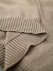 Calvaya Blusa de punto de unicolor sin mangas de talla grande para verano - Caqui - Ver 8