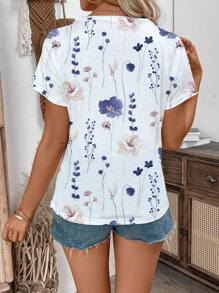 SHEIN LUNE Women Floral Print Casual Vacation T-Shirt