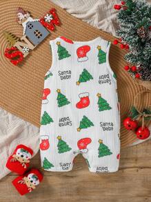 SHEIN Baby Boys' Christmas Print Romper - Multicolor - View 2