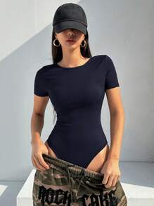 DAZY 女士夏季露背休闲紧身衣 - 藏蓝色 - 查看 3