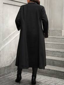 SHEIN Clasi 大码长袖豹纹撞色时尚纽扣优雅外套