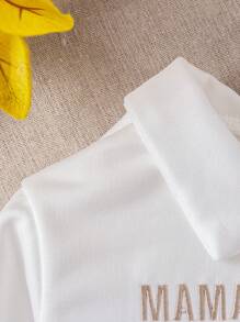 Bộ 2 món Bé Gái Thêu Chữ Cổ Áo Dài Tay & Váy Xếp Ly Màu Trơn Trang Phục Thường Ngày - Nhiều màu - Xem 6