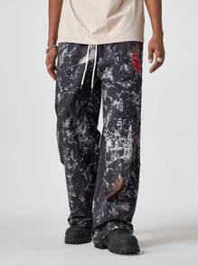 Manfinity VCAY 男式数码印花宽松直筒梭织长裤 - 彩色 - 查看 4