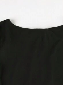 SHEIN SXY 适合日常穿着的女士纯色简约露背迷你连衣裙 - 黑色 - 查看 5