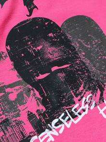 Manfinity Hypemode Manfinity Chillmode 男式棕榈树印花短袖夏季 T 恤 - 玫紅色 - 查看 3