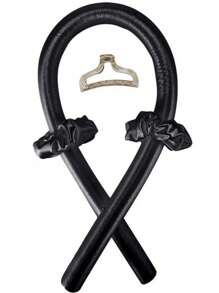 4 件套无热卷发套装，适合女性长发，无热卷发滚筒，隔夜卷发，无热卷发套装带夹子万圣节 - 黑色 - 查看 3