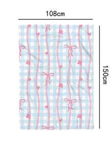 ROMWE Kawaii 1pc Back To School Bow Plaid Pattern Sweet Girl Blanket, Sofa Throw Blanket, Nap Blanket (Print Location Random)