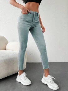 Blugi tăiați lejer, skinny - Gri deschis - Vizualizare 4