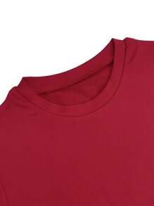 Conjunto de pantalón corto y blusa de manga corta de unicolor de corte slim para mujer - Burdeos - Ver 5