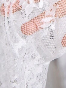 SHEIN SXY Office Siren Fall Women Clothes Spring & Autumn Lace Splicing Contrast Color Lapel Blazer Jacket And Pants Elegant 2-Piece Suit - White - View 7