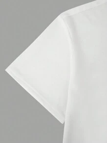 Manfinity LEGND Men's Letter & Angel Printed Crew Neck Short Sleeve T-Shirt, Summer - White - View 3