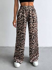 EURMUSE Leopar Printed Satin Low Waist Pant - Multicolor - View 3