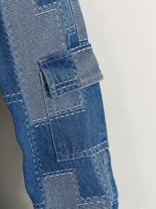 Kleine Jungen lässige, locker sitzende Cargojeans mit Kontrastnaht und geradem Bein