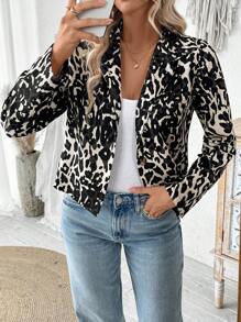 Chiquease Women's Leopard Print Button Front Short Jacket - Multicolor - View 4