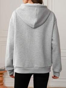 SHEIN LUNE Pull à capuche en polaire épaisse super épais pour femmes pour l'automne et l'hiver