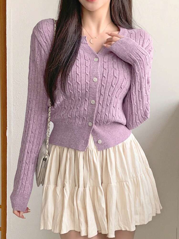 Women's Spring & Autumn Casual Solid Color Cardigan
