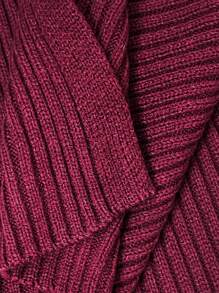 SHEIN Clasi 大码女式纯色 V 领抽绳褶皱侧开衩修身超长长袖毛衣裙，优雅浪漫，酒红色，秋冬，冬季 - 酒紅色 - 查看 7