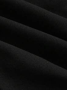 SHEIN MOD 大码女式撞色网眼喇叭袖系带领黑色高领长袖连衣裙，透明后背蝴蝶结领口连衣裙，返校黑色连衣裙 - 黑色 - 查看 4