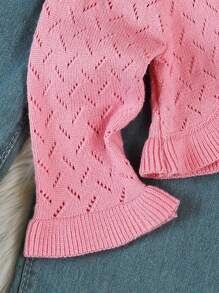 婴幼儿女孩轻质针织开衫 - 粉色 - 查看 3