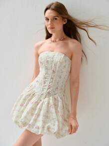 Enchnt Robe bandeau à imprimé floral pour femme