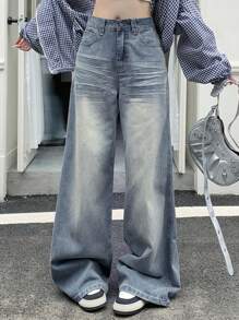 DAZY Pantalones vaqueros de mezclilla desgastados y descoloridos de uso diario para mujer - Lavado ligero - Ver 6