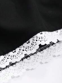 DAZY 女士拼色蕾丝边阔腿短裤