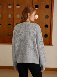 SHEIN MOD Damen Vintage College-Stil gemusterte Strick-Cardigan, für Frühling und Herbst - Verschiedenfarbig - Übersicht 4