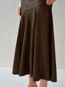 Enchnt Damen unifarbener, minimalistischer, lässiger Rock