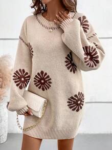 SHEIN LUNE New Handmade Unique Knitted Loose Casual Dress - Multicolor - View 5