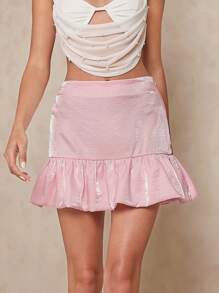 L'Amorae Mini Skirt With Ruffle
