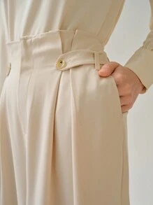 Enchnt Damen Einfarbige Lässig Alltagshosen - Grau - Übersicht 8