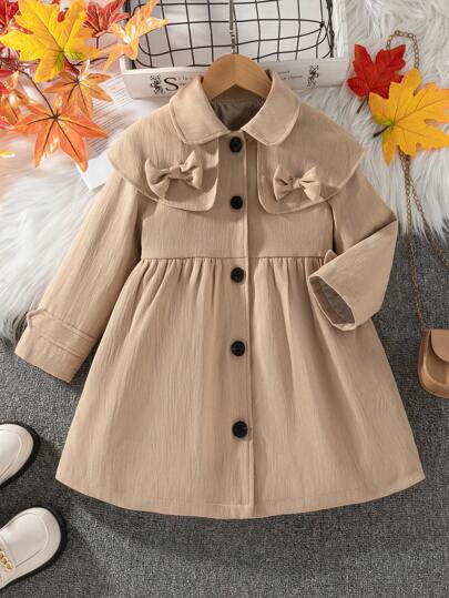 Mädchen Weiße Lässig Wärmende Trenchcoat, Geeignet für 4-7 Jahre Alt, Passend für Ausflüge, Schule und Partys im Frühling, Herbst und Winter