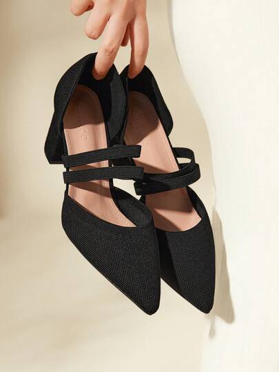 CUCCOO BASICS Woman Shoes Minimalist Point Toe Knit Chunky Fashion Black Mary Jane Pumps For Spring And Summer Vacation Shoes Summer Elegant Heels Back To School Shoes College Student Shoes Spring Shoes Spring Break Easter