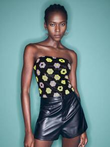 Maija Áo crop top hở lưng in hình vừa vặn sành điệu dành cho nữ - màu đen - Xem 1