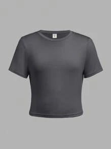 SHEIN Girlism 4pcs Tween Girls Casual Round Neck Solid Color Comfortable Short Sleeve T-Shirts - Grey - View 7