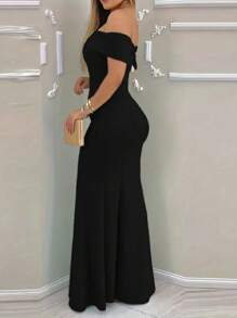 Chiquease Ladies' Solid Colored Off Shoulder Bodycon Mermaid Dress Maxi Women Outfit