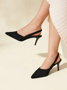 CUCCOO BASICS 女士鞋 简约优雅尖头黑色露跟细高跟鞋 夏季度假鞋 夏季促销 优雅高跟鞋 返校鞋 大学生鞋 圣诞节 秋季 新年 假期 - 黑色 - 查看 6