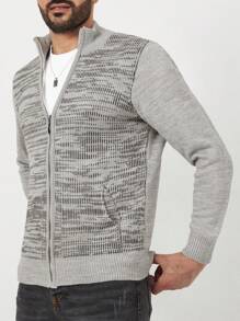 RueChic 男士段染拉鏈開襟開襟衫 - 淺灰色 - 查看 4